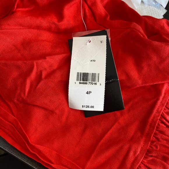 Taylor Womens Petite Pintuck Square Neck Mini Dress Tomato Size 4P NWT - Picture 6 of 7